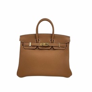 【HERMÈS】Birkin 25 金棕色 Togo 金扣 鉑金包（二手）H0003