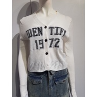 Knit Cardigan with "Identify 1972" Embroidery