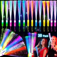 30 Pcs Colorful Glow Fiber Wands,Toys Glow Sticks Bulk Party Pack for Adults,Glow in the Dark 4th of