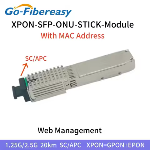 XPON SFP ONU Stick Module 1.25G/2.5G SC-UPC/APC With MAC PoE IPoE HGU 1310nm/1490nm 20KM PON Module 