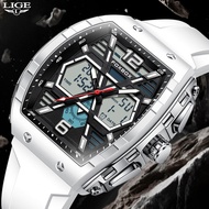 LIGE ผู้ชายทหารนาฬิกาแฟชั่นกีฬาโครโนกราฟนาฬิกาปลุกนาฬิกาข้อมือควอตซ์กันน้ำนาฬิกาดิจิตอลสำหรับผู้ชาย