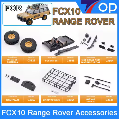 FMS1/10 FCX10 Range Rover Camel Trophy Original Spare Parts Car Body Bumper Mirror Wiper Light Cup D