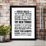 House Rules - White Art Decor Poster