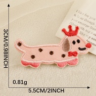 [Angel Bella DIY Handmade] AS170|Self-Adhesive Sausage Dog Patch Cloth Embroidered Canvas Bag Childr