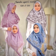 Hijab segi empat syari motif big size - lebar ukuran 130 x 130 cm - umama scarf - voal