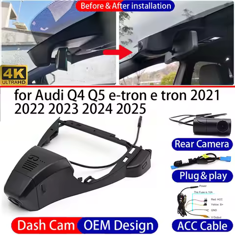Dash Cam for Audi Q4 Q5 e-tron e tron 2021-2025 Front Rear 4K UHD Car DVR Driving Recorder Dashboard