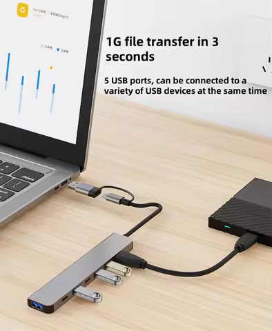 7 In 1 Type C USB Hub 4K@60Hz USB3.0 USB2.0 USB Splitter for Laptop M2 M1 Steam Deck USB C Hub for D