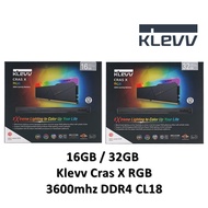 KLEVV CRAS X RGB - 16GB (2x 8GB) / 32GB (2x16GB) DDR4 3600 CL18 Ram