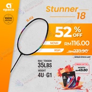 【FREE STRING &amp; GRIP】 APACS Stunner 18 (Black) 4UG1 Badminton Racket - Suitable For Attacking Player