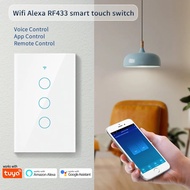 AXUS Works with Tuya US WiFi Smart Wall Switch RF433 1/2/3/4 Gang No Neutral Wire Touch Sensor LED L
