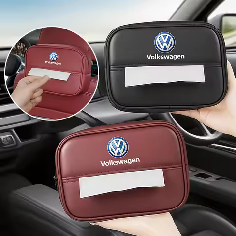 Car Logo Tissue Box Seat Hanging Paper Towel Storage Bag For VW GTI Polo Golf MK7 Passat B6 B7 Tigua