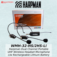 Harpman H32M-HS/LI Dual Channel Portable UHF Wireless Headset Microphone System c/w Rechargeable Lithium Battery