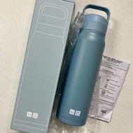 低價出清 全新 霧藍色 Uniqlo 碳酸飲品 適用 不鏽鋼 隨身瓶 汽泡飲料 保冷瓶 灰藍色 可手挽 有把手 寬口 保溫壺 水壺 水樽 冷飲樽 夏日 炎夏 消暑 防中暑 降溫