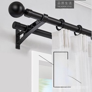 Free shipping Nordic Roman Rod Curtain Rod Black Single Rod Double Rod Simple Modern Curtain Rail Bracket Accessories Side Mounted Top Mounted