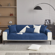 {QW Sofa Cover} Chenille Sofa Cover Solid Color Waterproof Sofa Mat Dark Blue Simplicity Sofa Cover