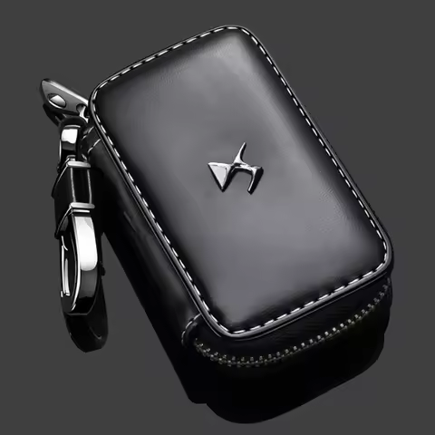 Leather Wallet Car Key Case Zipper Car Emblem Badge Keychain For Citroen C1 C3 C4 C5 C6 2CV VTS Pica