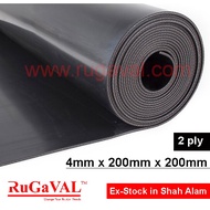 Neoprene Sheet With 2 Ply Fabric Insertion, Size: 4mm x 200mmW x 200mmL, Smooth Surface Rubber Sheet c/w Insertion