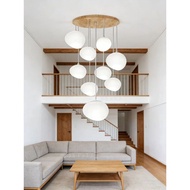 Double Staircase Modern Nordic Creative Pebble Long Chandelier