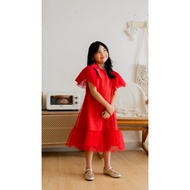 Princessa Flami Christmas Dress CNY IMLEK Kids Party Red Tulle Bow 5142