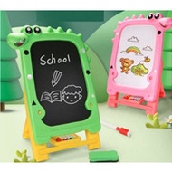 White one-sided multi-purpose board toy used to write colored pens. One side black board used to wri
