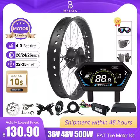 Fat E-bike Conversion Kit 36V 48V 500W Front hub Motor For 20 24 26in Snow electric bicycle