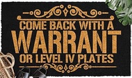Come Back with a Warrant or Level Iv Plates Faux Coir Door Mat 23.6"x15.7" Rubber Door Mats Outdoor,