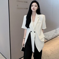 Luxury Shortsleeved Blazer for Women Y2k Tops Oversized Jacket Blazer Korean Fashion Coats Loose Str
