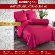 Egyptian Cotton Bed Sheet Set - Red Color Bedsheet Set - Include Fitted Sheet Pillowcase Bolster Cas