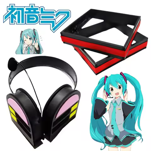 Hatsune Miku Headset Prop Headwear Cosplay Props Kawaii Anime 3D Headwears Masquerade-Party Costume 