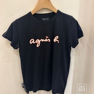 Agnes B Solid Logo Versatile Round Neck Short Sleeve T-shirt for Women DF78P