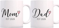 New Parents Gifts for Couples, Mom Dad Est 2026 Coffee Mug Set, Pregnancy Announcement Gift Welcome 
