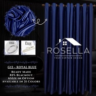 G13 - 85% BLACKOUT CURTAIN READYMADE (ROYAL BLUE). Langsir Siap Jahit. LANGSIR KAIN TEBAL ( FREE HOO