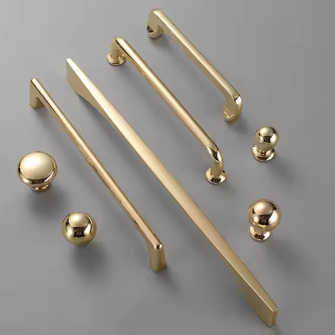 KK&FING Zinc Alloy Bright Gold Kitchen Cabinet Door Handle Modern Cabinet Knobs Furniture Drawer Pul