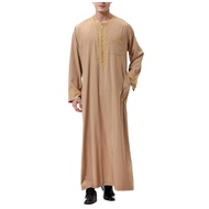 เสื้อคลุมยาวของชาวมุสลิม Herren เสื้อคลุมอาราบิช Mittleere Jua Thobe Langarm Tasche Kaftan Langes Hemd Hermd Herren Kleung