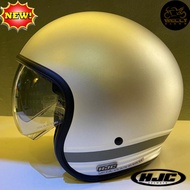 HJC V30 Silver Helmet V30 Senti MC10SF Classic Retro Helmet Racer Open Face Grey Kelabu Cafe Racer T