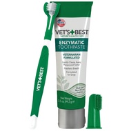 Vets Best Dog Toothbrush & Enzymatic Toothpaste Kit - Dog Teeth Cleaning - Made with Natural Ingredi