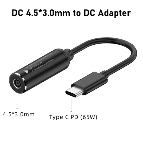 DC 4.5x3.0mm for Dell Hp Laptop Adapter to 65W USB-C Type C PD Charging Cable Cord for MacBook Samsu