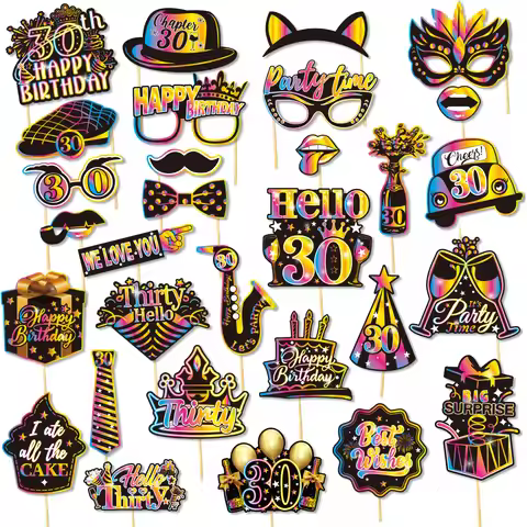 1bag Happy Birthday 13th 30th 40th 50th 60th Paper Photo Booth Props Adult Birthday Party Photobooth