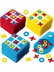 4套隨機顏色的井字棋與九宮格遊戲,家庭派對教育性桌遊,帶有信封的毛毛布迷你九宮格遊戲板用於存儲棋子,適用於禮品袋填充和學生禮物