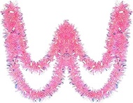 CCINEE 32.8 Feet Pink Christmas Tinsel Garland, Glitter Metallic Tinsel Twist Garland for Xmas Tree 
