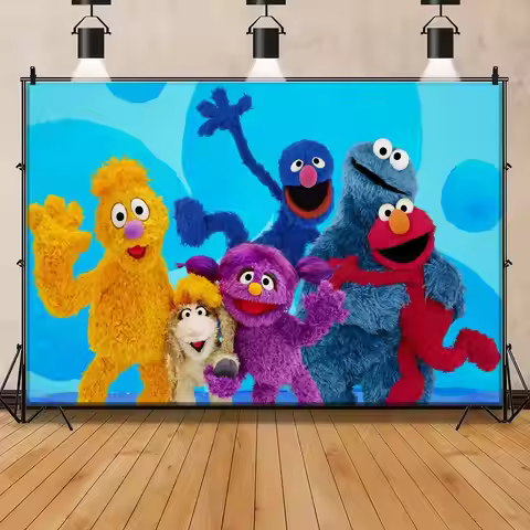 Cute Cookies ELMO Sesame Street Christmas Backdrop Window Fireplace Photography Backgrounds For Phot