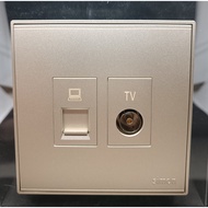 SIMON E6 CHAMPAGNE OUTLET TV CAT 6 DATA OUTLET/