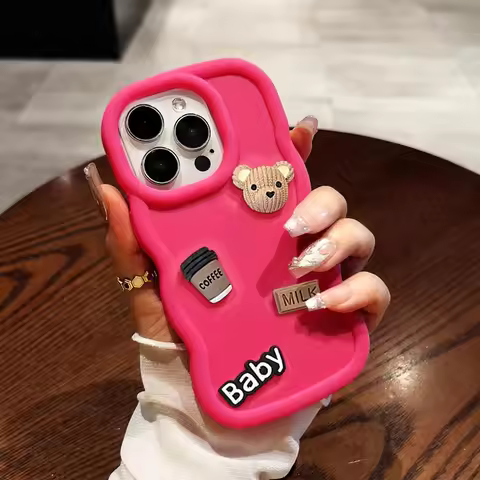 3d Bear Cute Cartoon Wavy Silicone Case For Realme Note 50 Narzo N53 N55 70X 60X 70 60 Pro 10 30A 50