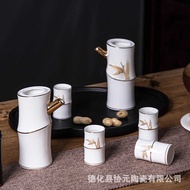 Wine Glass Ceramic Wine Set Bamboo White Wine Set New Chinese Household White Wine Glass Gift Creati