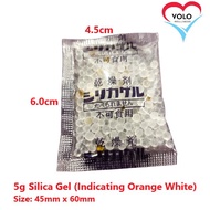 5 gram Silica Gel Dessicant Dehumidifier (10 Orange Indicating),  Food Grade  (OPP Plastic)