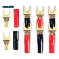 Y Plug Spade Connector for Speaker Wire,8 Pcs Y Spade Plug 45 Degree Gold Plated U Fork Spade Plug C
