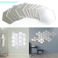 Adfz 12Pcs Hexagonal Frame Stereoscopic Mirror Wall Sticker Decoration SG