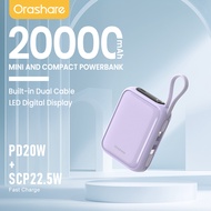 Orashare PCM20 Mini Powerbank 20000mAh 22.5W Super Fast Charge  Powe Bank Built In  Dual Cable Compa