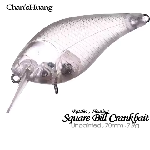 Chan’sHuang 20PCS Unpainted Blanks Bait 7cm 7.9g Rattles Flaoting Square Bill Crankbait DIY Handmade