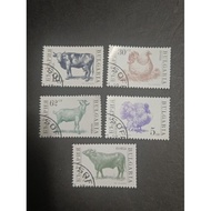 SK02 Bulgaria 1991 Domesticated animals series 1 complete set of 5v cancelled